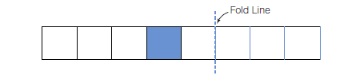 Using the paper strip below, place an X in one of the squares so that if the paper strip were folded along the dashed fold line, the square with the X could cover the shaded square.