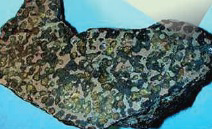 <strong> In the above picture, a _______ meteorite that has been cut and polished shows both rock and iron.</strong> A) stony B) stony-iron C) iron D) chondrite