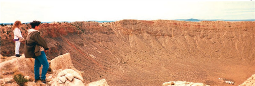 <strong> Which type of object caused the crater?</strong> A) meteor B) meteoroid C) meteorite D) asteroid