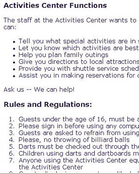 Figure C-1 The bulleted list immediately under Rules and Regulations in the figure above is an unordered list.