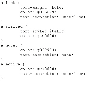   Using the styles defined in the figure above, unclicked links will display in bold.<div style=padding-top: 35px> 
