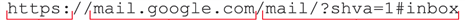 <strong>Figure F-1:  A uniform resource locator (URL)   Referring to the figure above, the third section showing mail/?shva=1#inbox is the ____.</strong> A) scheme B) server name C) path D) family <div style=padding-top: 35px> 