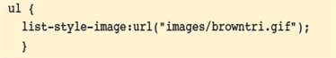 Referring to the figure above, the code specifies the file browntri. G I f as the bullet character for ________________ lists.
