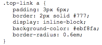 Referring to the figure above, the code that creates rounded corners starts with __________.
