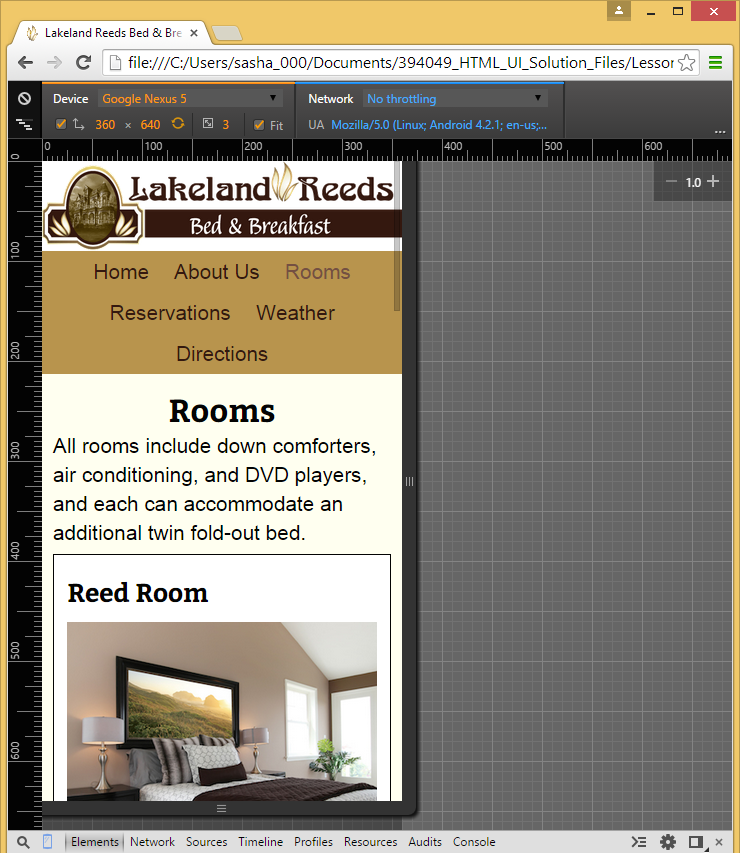 Referring to the figure above, which of the following aspects of responsive design does the figure show?