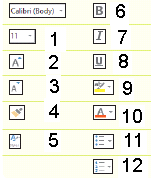 Identify the letter of the choice that best matches the Mini toolbar button's use.