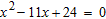<strong>Use the quadratic formula to find all real solutions of the equation. </strong> A)x = 6, x = 16 B)x = 3, x = -8 C)x = 3, x = 16 D)x = -3, x = 8 E)x = 3, x = 8