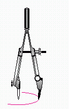 <strong>Suppose the two legs of the compass shown in the illustration are adjusted so that the distance between the pointed ends is 3 inches. What will the area of the circle be, if ? </strong> A) 28.26 B) 18.84 C) 3.1415926536 D) 6 E) none of these
