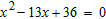 <strong>Use the quadratic formula to find all real solutions of the equation. </strong> A) x = 18, x = 8 B) x = 9, x = -4 C) x = 9, x = 8 D) x = -9, x = 4 E) x = 9, x = 4