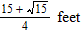 <strong>An arch of the bridge shown in the following figure is semielliptical, and the major axis is horizontal. The arch is w = 40 feet wide and h = 15 feet high. Find the height of the arch d = 5 feet from the center of the base. </strong> A) B) C) D) E)