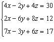 <strong>Find a system of linear equations below that has the point as a solution. , , , or </strong> A) B) C) D) E)
