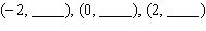 Refer to the illustration. How many ordered pairs satisfy the equation ? __________ Complete the pairs, if they are known to satisfy the equation . How many ordered pairs satisfy the equation ? __________ Complete the pairs, if they are known to satisfy the equation . How many ordered pairs satisfy both equations? __________ Name the pair(s). __________