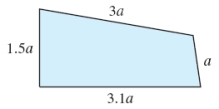 <strong>Find the perimeter of the following shape when a = 2. </strong> A) 8.6 B) 10 C) 12 D) 17.2 E) 19.2