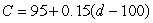 <strong>Find the slope and the vertical-axis intercept for the equation. Assume that the output variable is on the left. </strong> A) The slope is 80 and the vertical-axis intercept is 0.15. B) The slope is 0.15 and the vertical-axis intercept is 95. C) The slope is 0.25 and the vertical-axis intercept is 95. D) The slope is 0.15 and the vertical-axis intercept is 80. E) The slope is 90 and the vertical-axis intercept is 0.15.