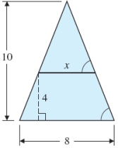 <strong>Use proportions to find x. Round your answer to one decimal place. </strong> A) 5.8 B) 6.8 C) 1.8 D) 4.8 E) 9.8