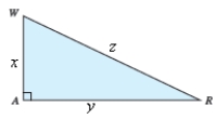 <strong>Find the given trigonometric function of the indicated angle using triangle RAW. tan W, where x = 21 , y = 32 , z = 42 </strong> A) \frac { 1 } { 2 } B) \frac { 21 } { 16 } C) \frac { 16 } { 21 } D) \frac { 32 } { 21 } E) \frac { 16 } { 11 }