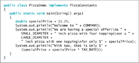 The code above provides an example of an interface class. Explain the purpose and advantages of creating interfaces that store related constants.