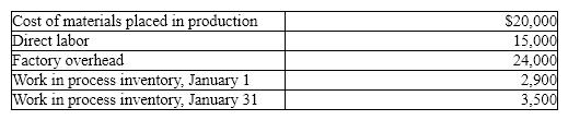 Sienna Company has the following information for January: Calculate the cost of goods manufactured.