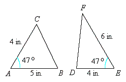 <strong>Determine whether the two triangles below are congruent. </strong> A) Not congruent B) Congruent