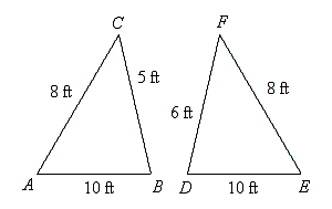 <strong>Determine whether the two triangles below are congruent. </strong> A) Congruent B) Not congruent