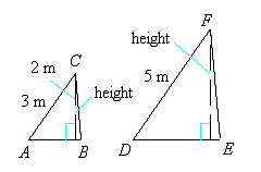 <strong>Triangles ABC and DEF are similar. Find the height of triangle DEF. Round to the nearest tenth. </strong> A) 3.7 m B) 3.1 m C) 2.7 m D) 3.3 m E) 4.1 m