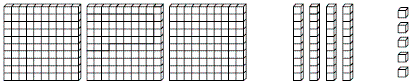 <strong>Find the base 10 equivalent of the following manipulative. </strong> A) 1517 B) 877 C) 436 D) 345 E) 187