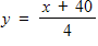 <strong>Assume there is a functional relationship between the frequency of cricket chirps and the temperature. To find the temperature, the rule is to count the number of chirps in one minute, divide by 4 , and add 40 . Translate the rule into an equation. Let x be the number of cricket chirps in one minute and let y be the temperature. </strong> A) B) C) D) E)