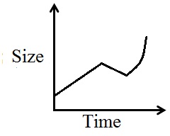 <strong>A small tumor in a patient begins to grow a steady rate for two years until the patient was treated. Over the next year, the tumor begins to shrink slowly and then shrinks faster and faster during the fourth year until it is smaller than it was when it began to grow. Sketch a graph that shows the size of the tumor over time.</strong> A) B) C) D) E) 