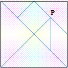 <strong>Determine the coordinates at point P in the following square if the bottom left hand corner is at the origin, and the length of each side of the square is 20 . </strong> A) ( 15 , 15 ) B) ( 15 , 20 ) C) ( 20 , 20 ) D) ( 5 , 5 ) E) ( 10 , 5 )