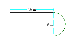 <strong>Find the perimeter of the figure below. Use 3.14 for . </strong> A) 60.26 m B) 39.13 m C) 55.13 m D) 46.13 m E) 69.26 m