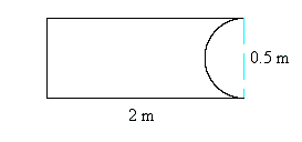 <strong>Find the area of the figure below. Use 3.14 for . </strong> A) 0.6075 m<sup>2</sup> B) 1 m<sup>2</sup> C) 0.875 m<sup>2</sup> D) 0.80375 m<sup>2</sup> E) 0.901875 m<sup>2</sup>