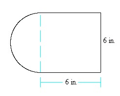 <strong>Find the area of the figure below. Use 3.14 for . </strong> A) 50.13 in<sup>2</sup> B) 52.32 in<sup>2</sup> C) 47.09 in<sup>2</sup> D) 51.52 in<sup>2</sup> E) 49.08 in<sup>2</sup>