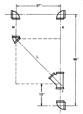 Use Data Sheet 5 Refer to Figure. Assume 2 threaded pipe. Find e-e of pipe.