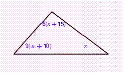 Use algebra to find the value of x .  