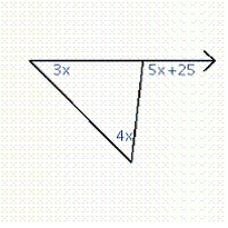 Use algebra to find the value of x in the triangle. Notice that the measurement of the angle is not necessarily the same as the value of x .