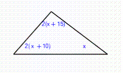 Use algebra to find the value of x .    