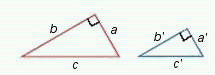 Given are two similar triangles shown in the figure. If c = 10 , b = 8 and c ^ { \prime } = 5 find b ^ { \prime }