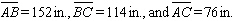<strong>The perimeter of is 342 in. Find the lengths of the sides. </strong> A) B) C) D) E)