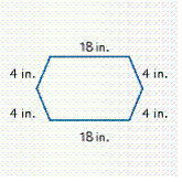 Find the distance around the exterior of the figure. __________ in.