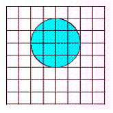 Estimate the area of the shaded figure to the nearest square centimeter. The grid lines in the figure are one centimeter apart.