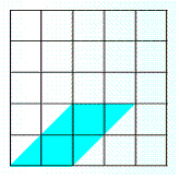 Estimate the area of the shaded figure to the nearest square centimeter. The grid lines in the figure are one centimeter apart.