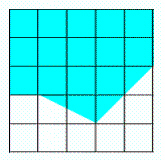Estimate the area of the shaded figure to the nearest square centimeter. The grid lines in the figure are one centimeter apart.
