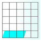 Estimate the area of the shaded figure to the nearest square centimeter. The grid lines in the figure are one centimeter apart. A = __________ \mathrm { cm } ^ { 2 }