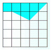 Estimate the area of the shaded figure to the nearest square centimeter. The grid lines in the figure are one centimeter apart. A = __________ \mathrm { cm } ^ { 2 }