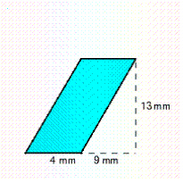  Find the area of the shaded region.   A = __________  \mathrm { mm } ^ { 2 }