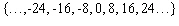 <strong>Specify the set by roster. {Positive multiples of 8}</strong> A) B) C) D) E)
