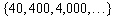 <strong>Specify the set by description. </strong> A) {multiples of 4 greater than 39} B) {even counting numbers greater than 39} C) {multiples of 10 between 39 and 4,001} D) {numbers greater than 39 with a first digit of 4 and other digits of 0} E) {counting numbers greater than 39}