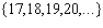 <strong>List the set in roster form. { is a natural number greater than 15}</strong> A) B) C) D) E)