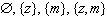 <strong>List all subsets of the given set. Identify any of the subsets that are improper. </strong> A) Improper subset: B) Improper subsets: C) Improper subset: D) Improper subsets: E) Improper subsets: