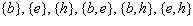 <strong>List all subsets of the given set. Identify any of the subsets that are improper. </strong> A) Improper subsets: B) Improper subsets: C) Improper subsets: D) Improper subsets: E) Improper subsets: